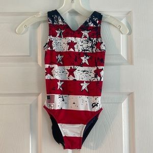 GK Elite CM gymnastics leotard USA Olympic rings flag child medium